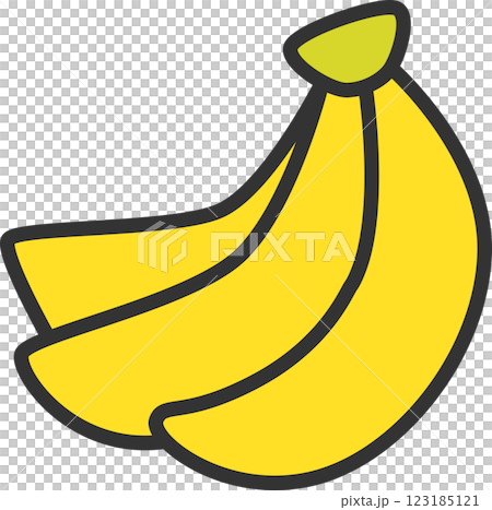 カラー果物単品アイコン　バナナ 123185121