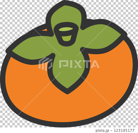 Colored vegetable single icon: Persimmon 123185177