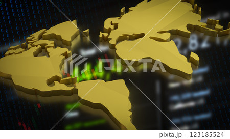 The Gold world map for education or Business concept 3d Rendering. 123185524