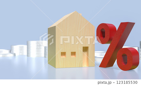 The House and percent for Property or Real estate concept 3d Rendering The House and percent for Property or Real estate concept 3d Rendering 123185530