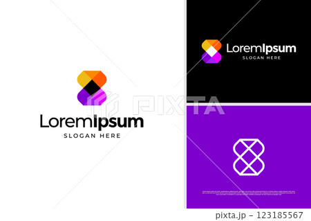 Modern letter S Pixel Digital logo vector design. Initial S technology logo design template 123185567