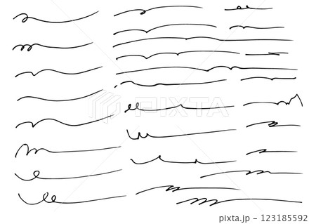 手描きの文字の下の線　アンダーラインセット　ベクター 123185592