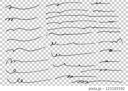 手描きの文字の下の線　アンダーラインセット　ベクター 123185592