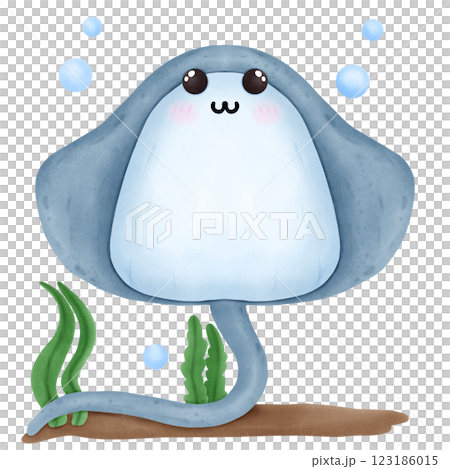 Cute little stingray in the ocean 123186015
