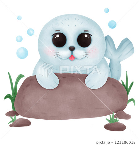 Seal on a rock 123186018
