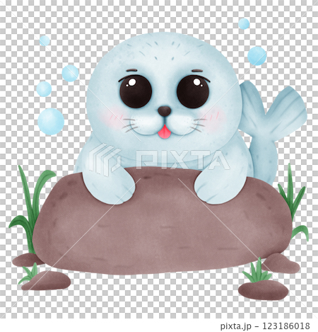Seal on a rock 123186018