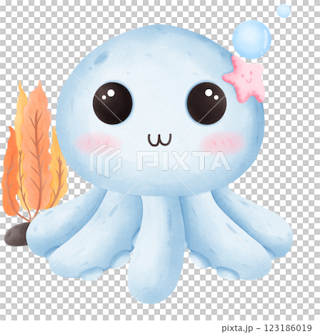 Blue octopus in the ocean 123186019