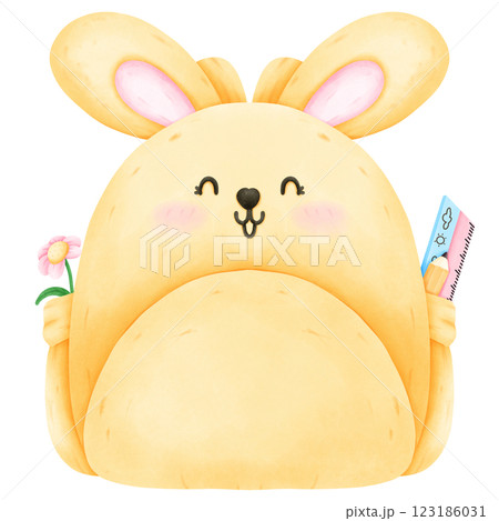 Yellow rabbit school bag	 123186031