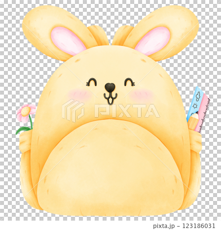 Yellow rabbit school bag	 123186031