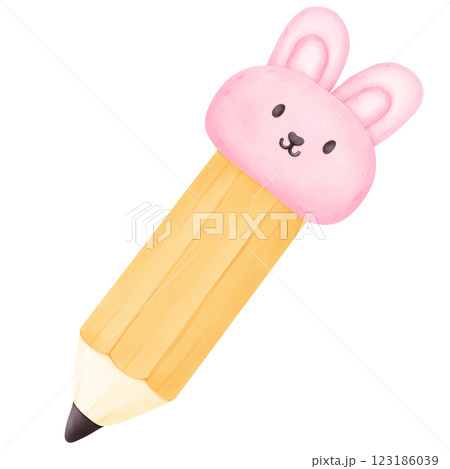 Pencil and rabbit eraser	 123186039