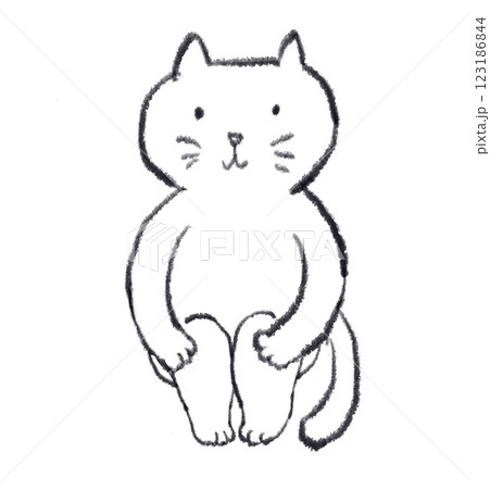 微笑んで座っている猫 123186844