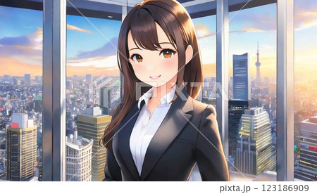 オフィスの若いビジネス女性 123186909