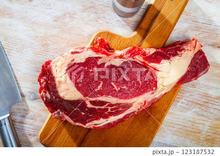 Fresh raw beef entrecote Fresh raw beef entrecote 123187532