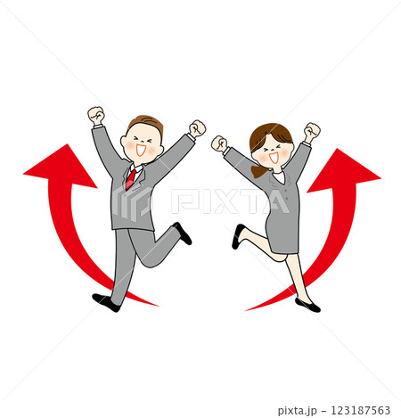 向上しているビジネスウーマンとビジネスマン 123187563