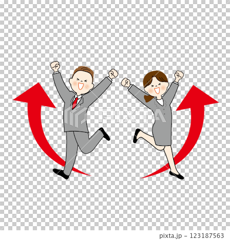 向上しているビジネスウーマンとビジネスマン 123187563
