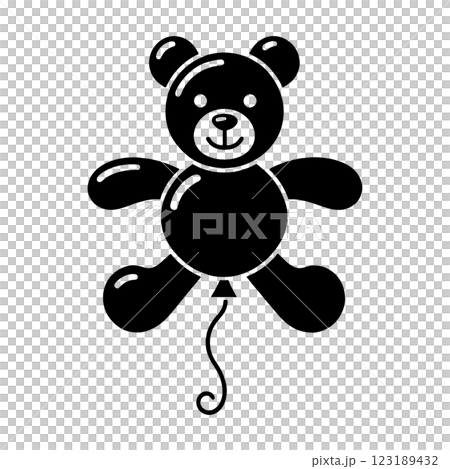 Cute teddy bear balloon black silhouette illustration transparent background cutout 123189432