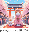 猫と桜 123189754