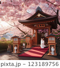 猫と桜 123189756