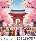 猫と桜 123189757