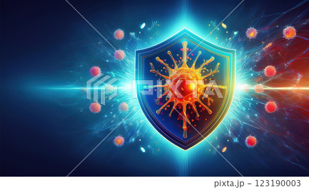 strong glowing shield protects cells from...のイラスト素材 [123190003] - PIXTA