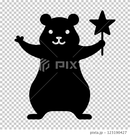 星を持っているハムスターの黒いシルエットイラスト 透過背景の切り抜き 星を持っているハムスターの黒いシルエットイラスト 透過背景の切り抜き 123190427