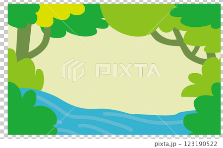 植物の多い川の背景イラスト素材 123190522