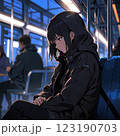 電車で座っている女性 123190703
