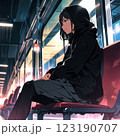 電車で座っている女性 123190707