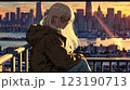 街を見つめる女性 123190713