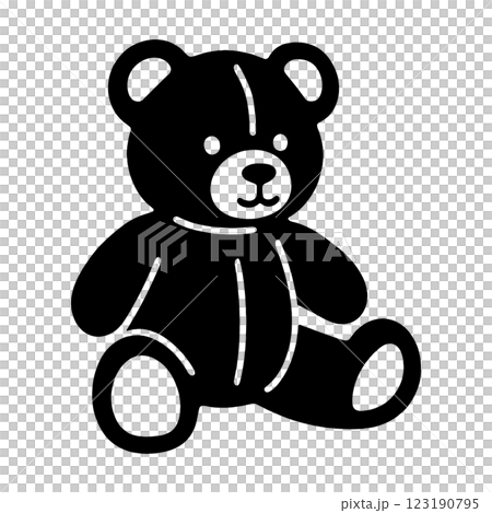 一隻泰迪熊坐著的黑色剪影插圖,在透明背景上剪下來 一隻泰迪熊坐著的黑色剪影插圖,在透明背景上剪下來 123190795