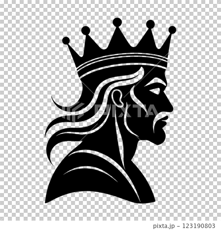 Black silhouette illustration of a king wearing a crown, cut out on a transparent background Black silhouette illustration of a king wearing a crown, cut out on a transparent background 123190803
