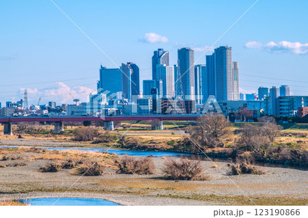 日本の東京都市景観2月10日…多摩川や川崎・武蔵小杉駅前のタワーマンション群など望む=令和7年 日本の東京都市景観2月10日…多摩川や川崎・武蔵小杉駅前のタワーマンション群など望む=令和7年 123190866