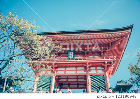 Beautiful architecture Kiyomizu-dera Temple Gate, one of the oldest schools within Japanese Buddhism, in Kyoto the oldest capital city in Japan. 123190948