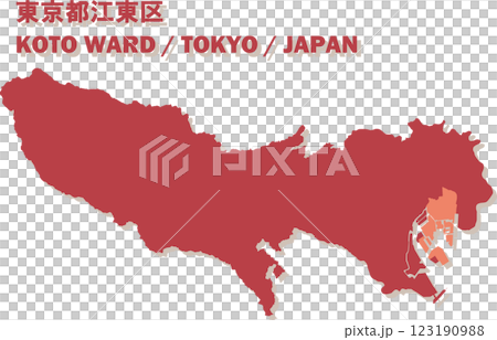 日本地圖-東京-江東區向量插圖地圖 日本地圖-東京-江東區向量插圖地圖 123190988