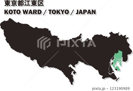 日本地図-東京都-江東区ベクターイラストマップ 123190989
