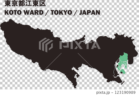 日本地図-東京都-江東区ベクターイラストマップ 123190989