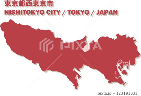 日本地図-東京都-西東京市ベクターイラストマップ 123191033