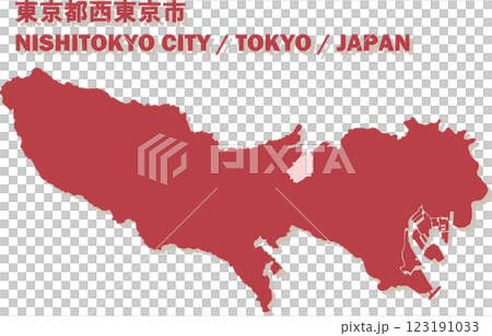 日本地図-東京都-西東京市ベクターイラストマップ 123191033