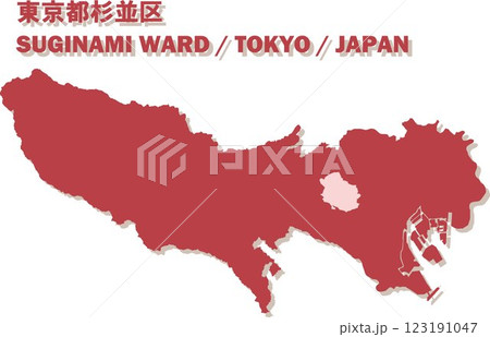 日本地図-東京都-杉並区ベクターイラストマップ 123191047