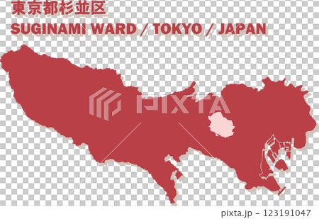 日本地図-東京都-杉並区ベクターイラストマップ 123191047