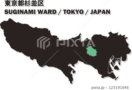 日本地図-東京都-杉並区ベクターイラストマップ 123191048