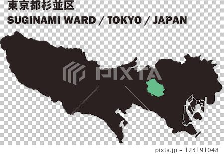 日本地図-東京都-杉並区ベクターイラストマップ 123191048