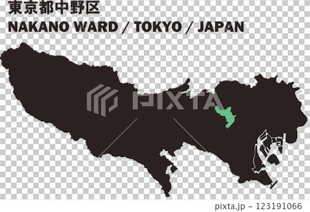 日本地図-東京都-中野区ベクターイラストマップ 日本地図-東京都-中野区ベクターイラストマップ 123191066