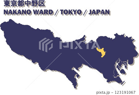 日本地図-東京都-中野区ベクターイラストマップ 123191067