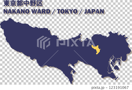Map of Japan - Tokyo - Nakano ward vector illustration map 123191067