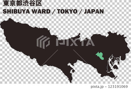 Map of Japan - Tokyo - Shibuya Ward vector illustration map 123191069