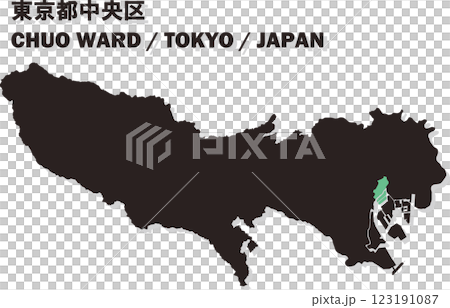 Map of Japan - Tokyo - Chuo Ward Vector Illustration Map 123191087