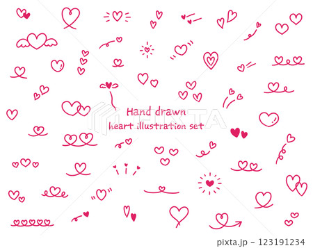 手書きのハートのベクターイラストセット。アイコン、手描き、落書き、バレンタイン 手書きのハートのベクターイラストセット。アイコン、手描き、落書き、バレンタイン 123191234