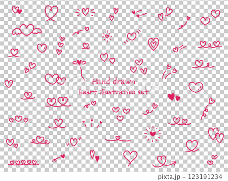 手書きのハートのベクターイラストセット。アイコン、手描き、落書き、バレンタイン 手書きのハートのベクターイラストセット。アイコン、手描き、落書き、バレンタイン 123191234