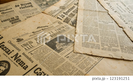 Vintage Newspaper Collage Aged Stories in Print 123191251